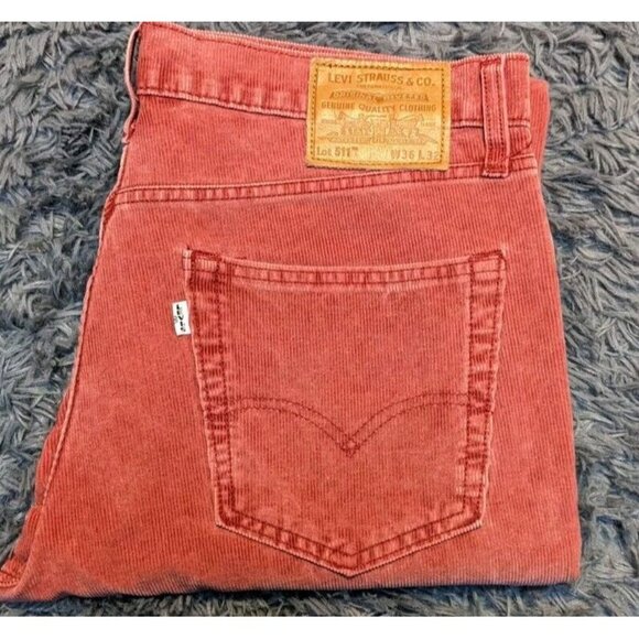 Levis 511 Corduroy Pants Size 36 x 32 Classic Salmon Pink Casual Nantucket EUC! - Picture 10 of 10